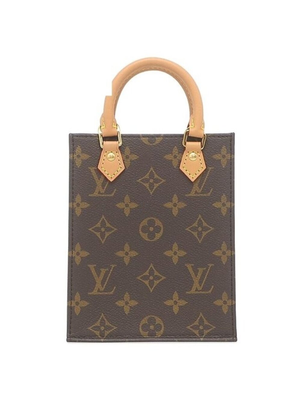 Louis Vuitton 2-Way Bag Petite Sac Plat Monogram Canvas Gold Handbag